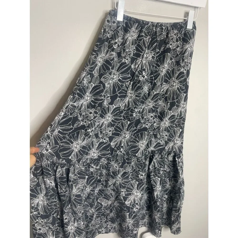 $178 Unsubscribed silk black floral maxi dress NWT XS